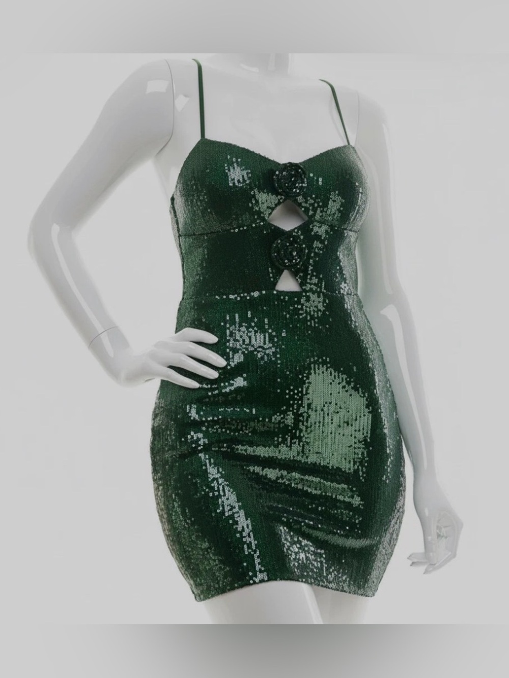 City Studio NWT Emerald Sequin Bodycon Mini Dress with Cutouts